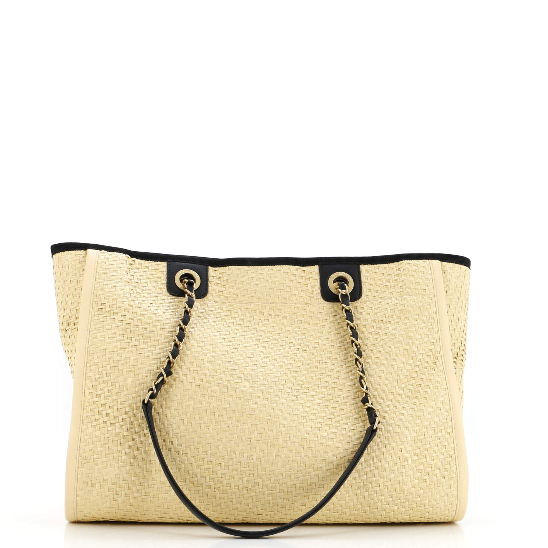 Chanel Deauville Tote Straw with Chain Detail Small