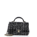 Chanel Classic Single Flap Top Handle Bag Quilted Tweed with Sequins Mini