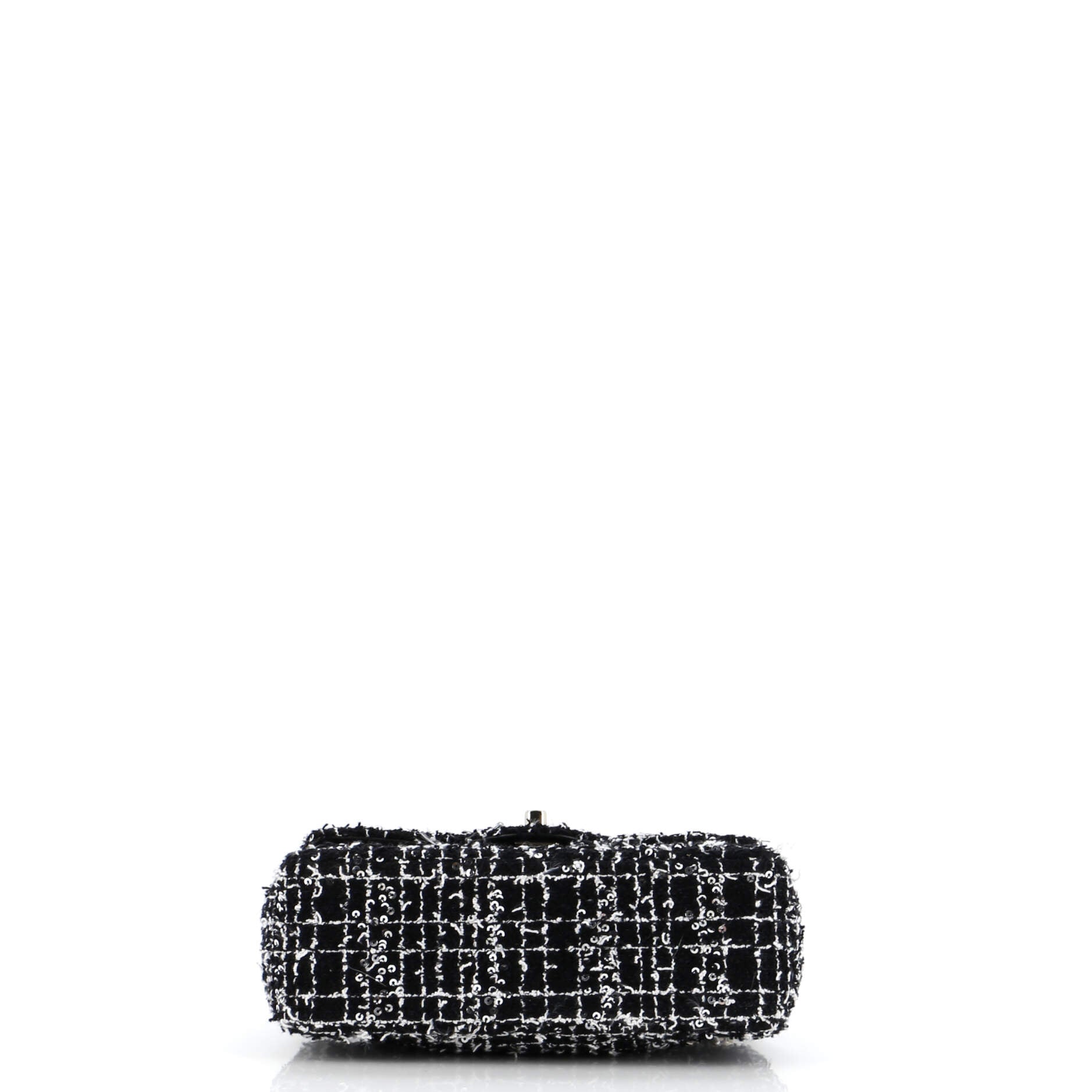 Chanel Classic Single Flap Top Handle Bag Quilted Tweed with Sequins Mini