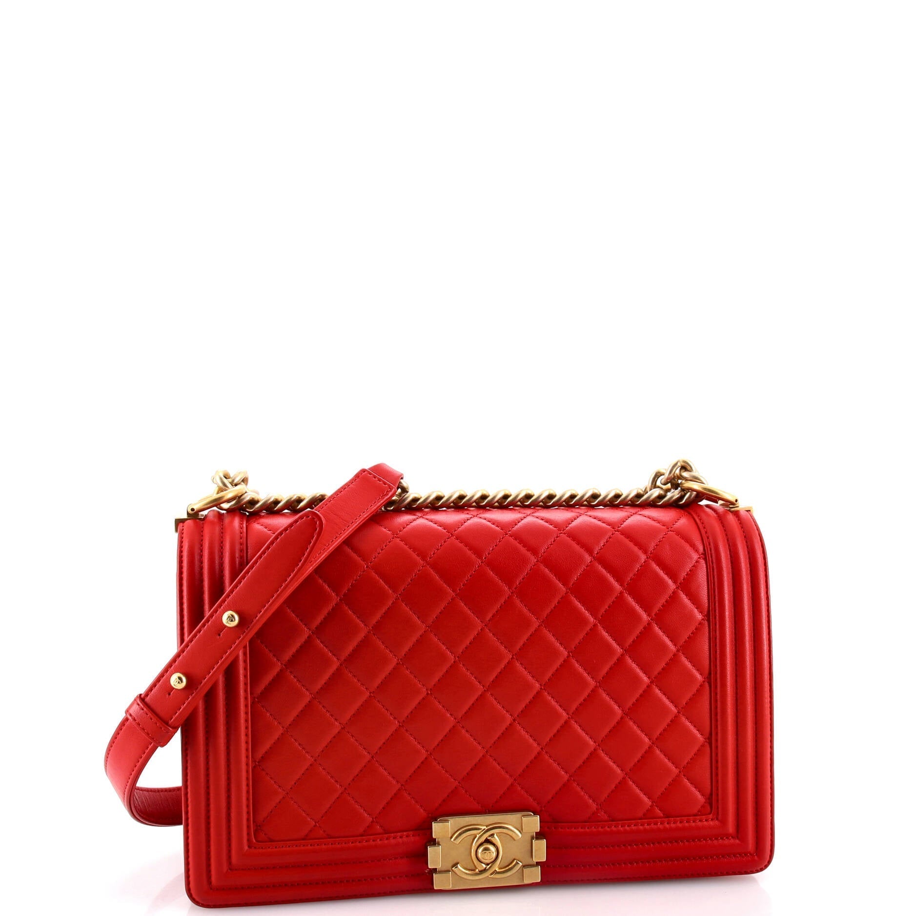 Chanel Boy Flap Bag Quilted Lambskin Old Medium