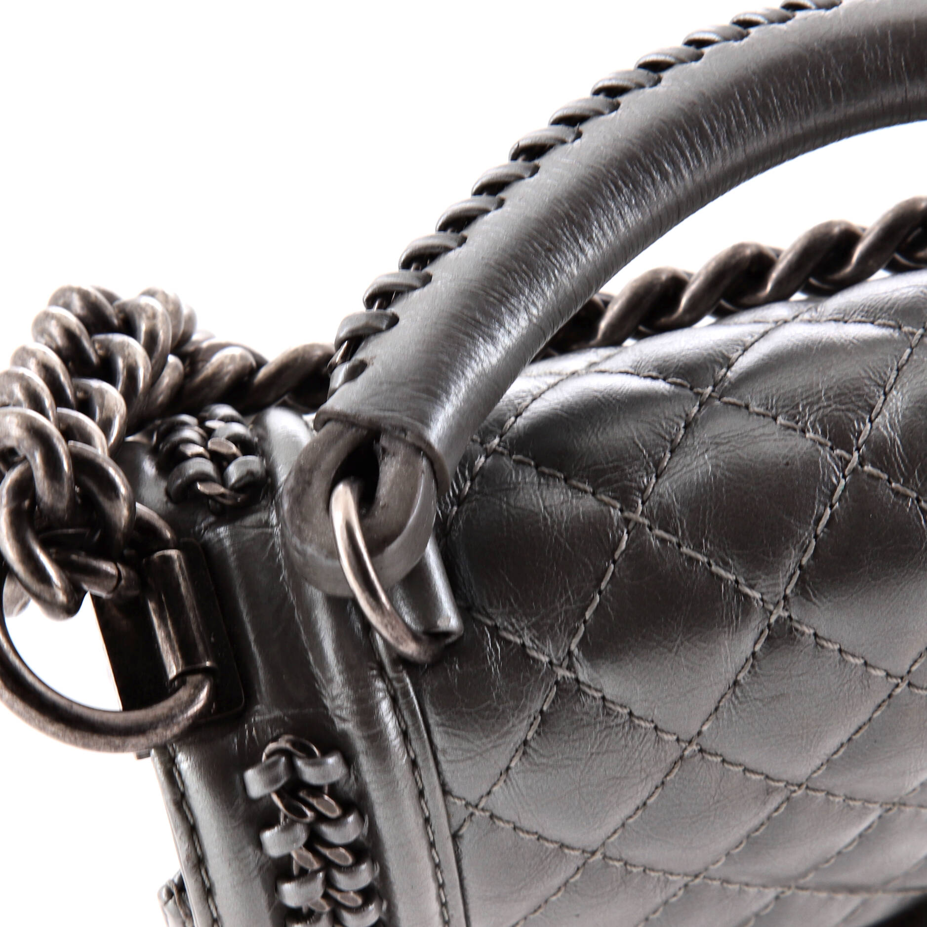 Chanel Chain Handle Boy Flap Bag Quilted Calfskin Small