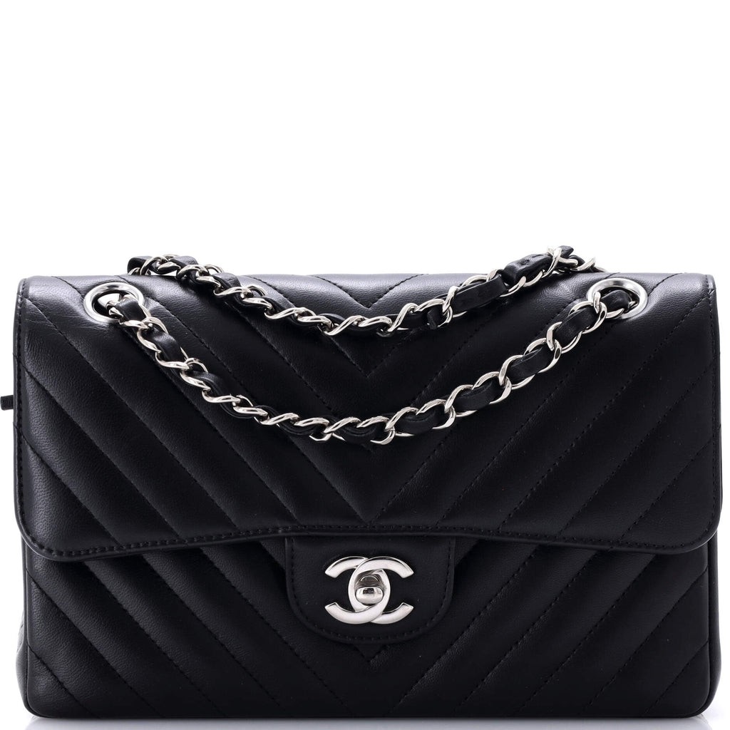 Chanel Classic Double Flap Bag Chevron Lambskin Small