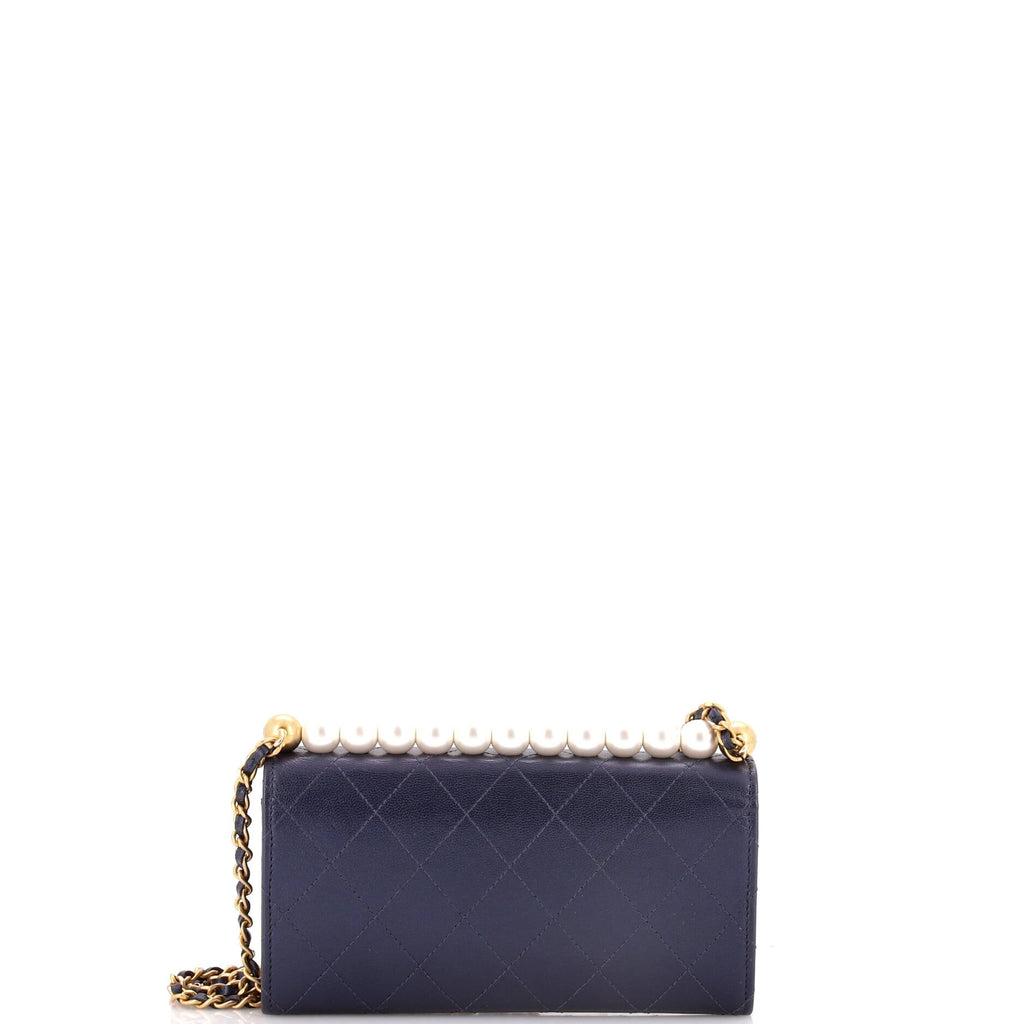 Chanel Chic Pearls Clutch with Chain Quilted Goatskin