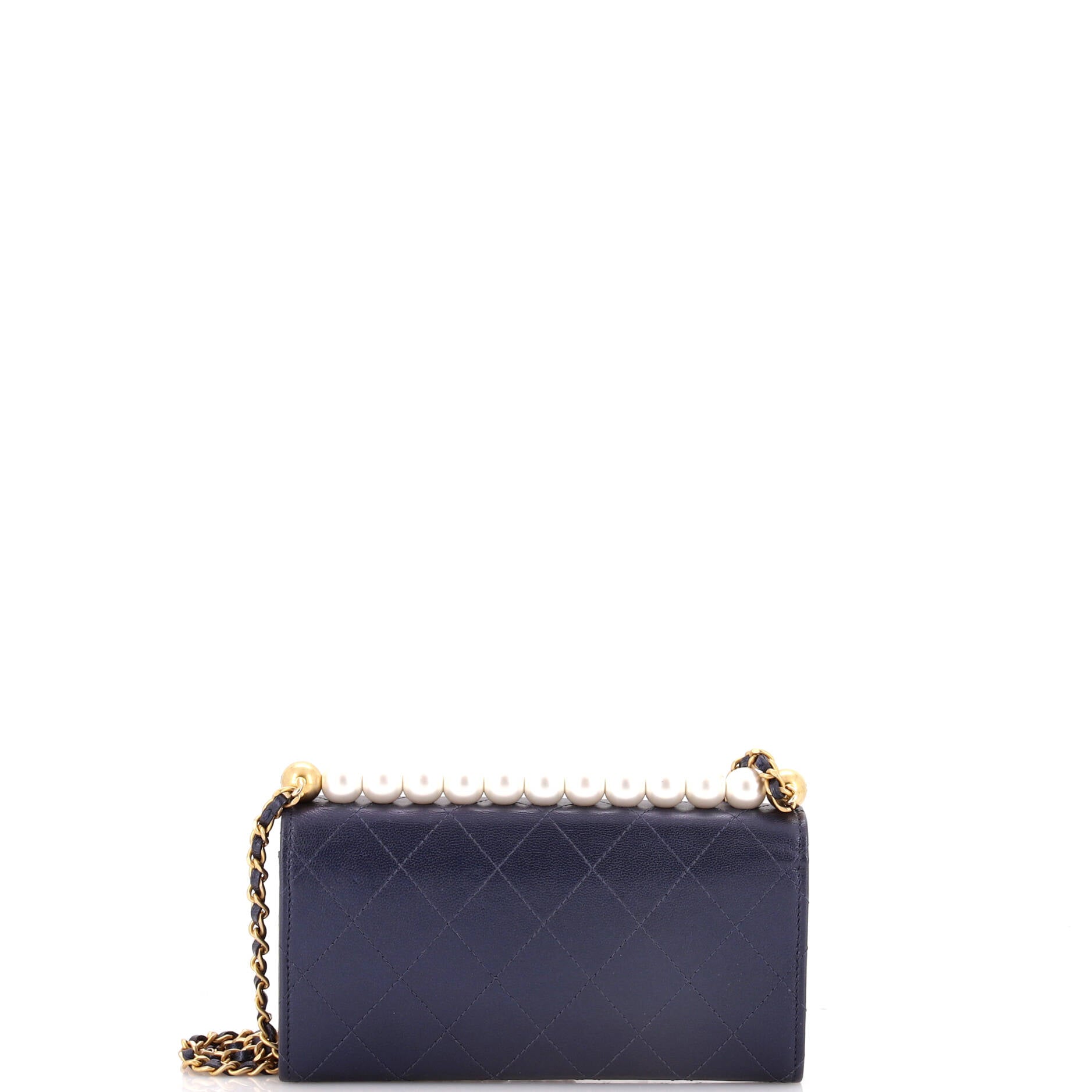 Chanel Chic Pearls Clutch with Chain Quilted Goatskin