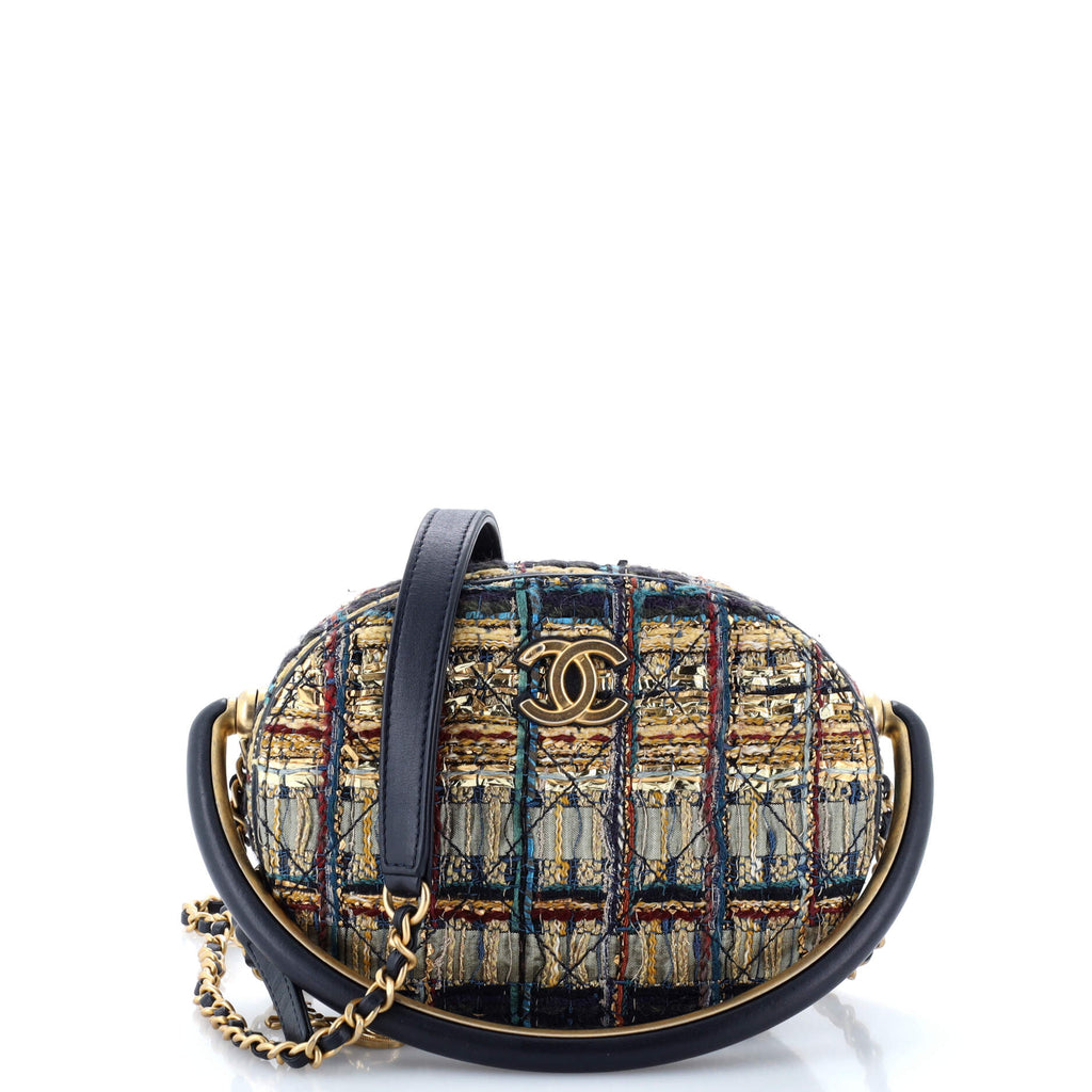 Chanel Paris-New York Oval Camera Case Quilted Tweed Small