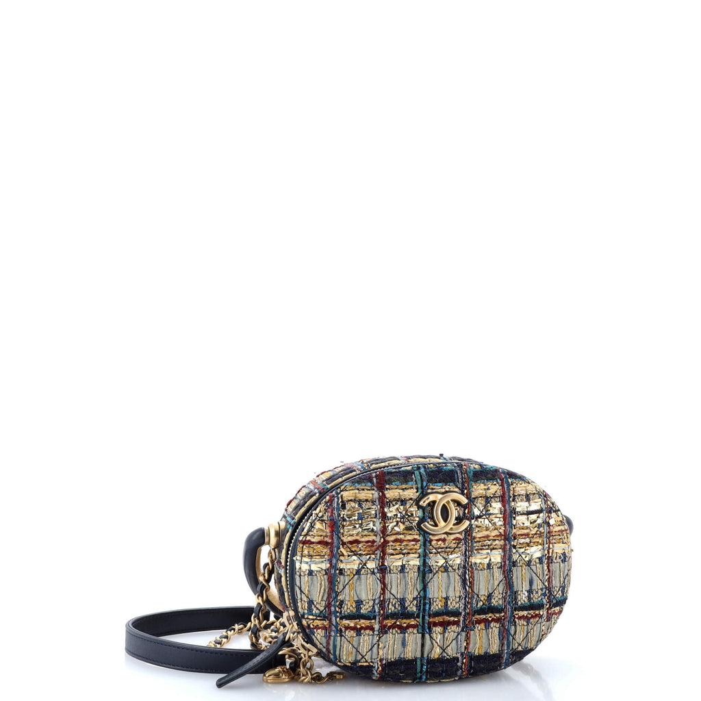 Chanel Paris-New York Oval Camera Case Quilted Tweed Small