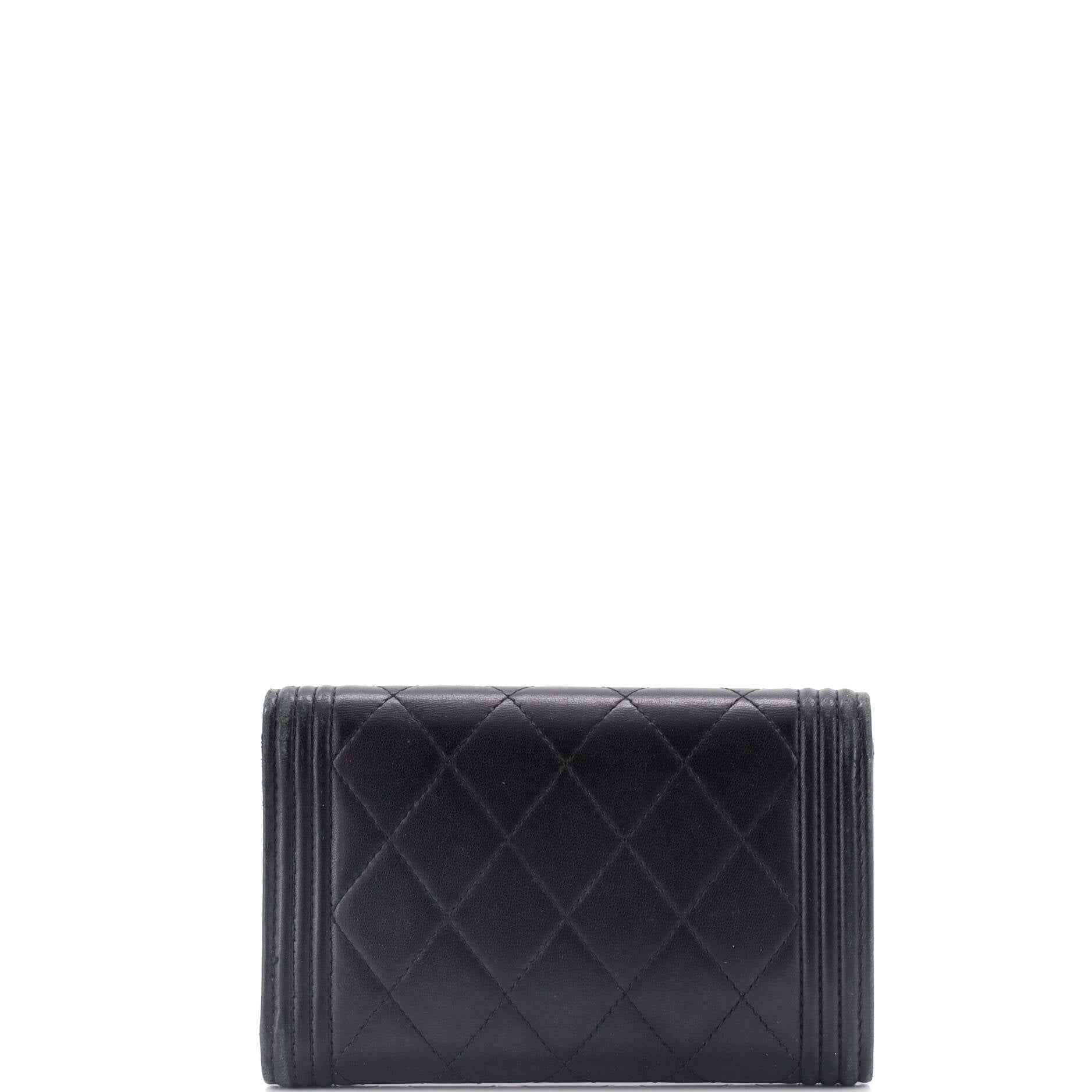 Chanel Boy Trifold Flap Wallet Quilted Lambskin Medium