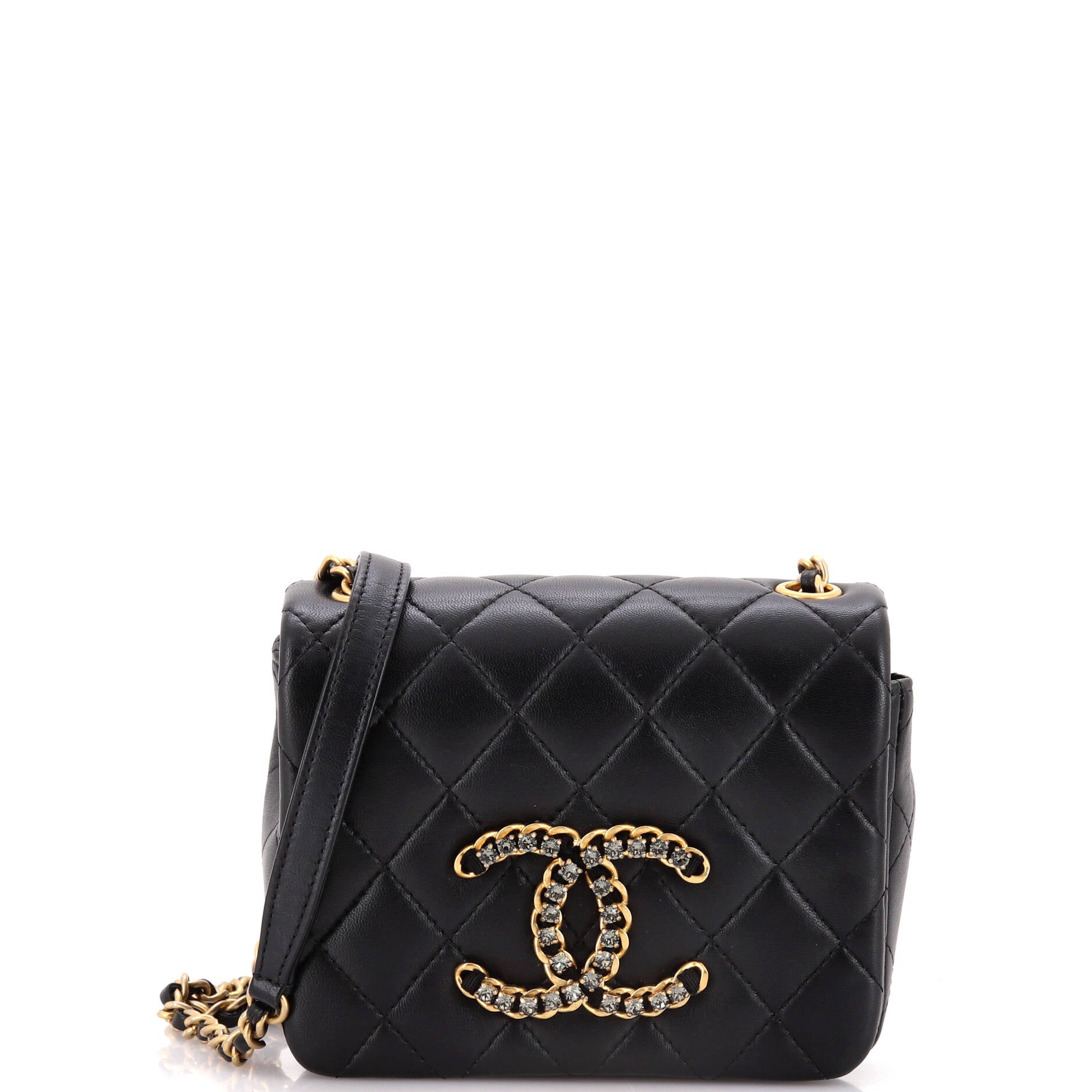 Chanel Crystal CC Full Flap Bag Quilted Lambskin Mini