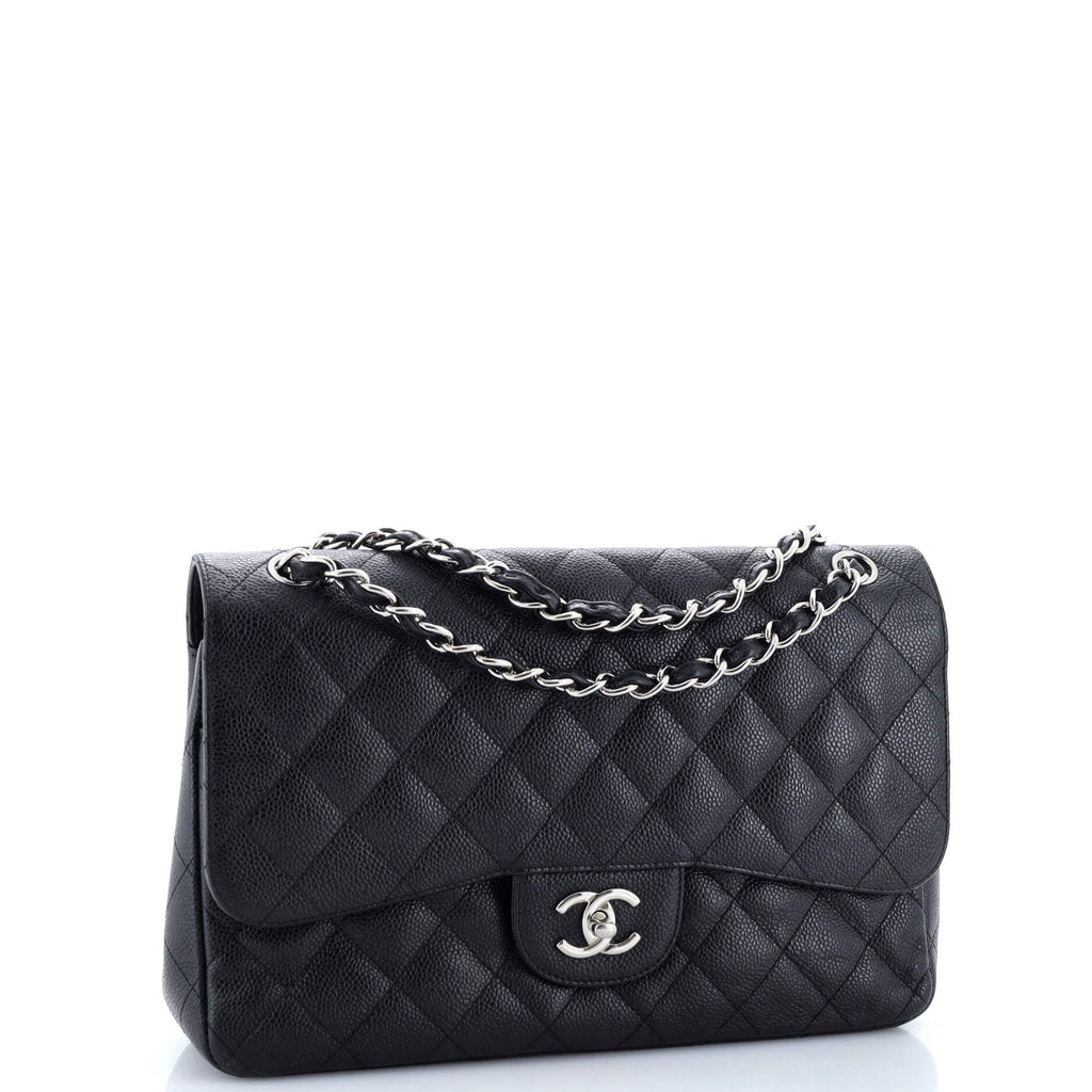 Chanel Classic Double Flap Bag Quilted Caviar Jumbo