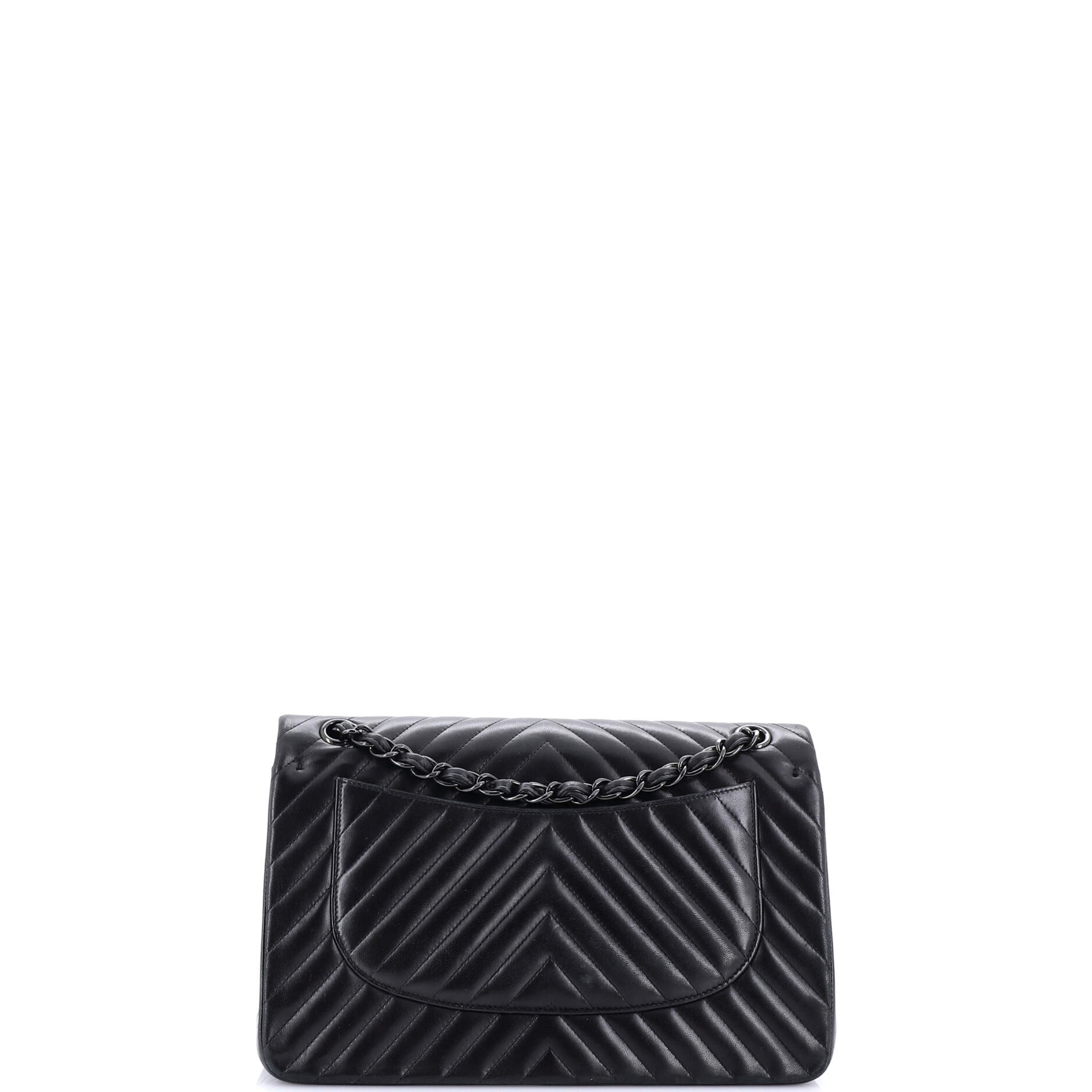 Chanel So Black Classic Double Flap Bag Chevron Lambskin Jumbo