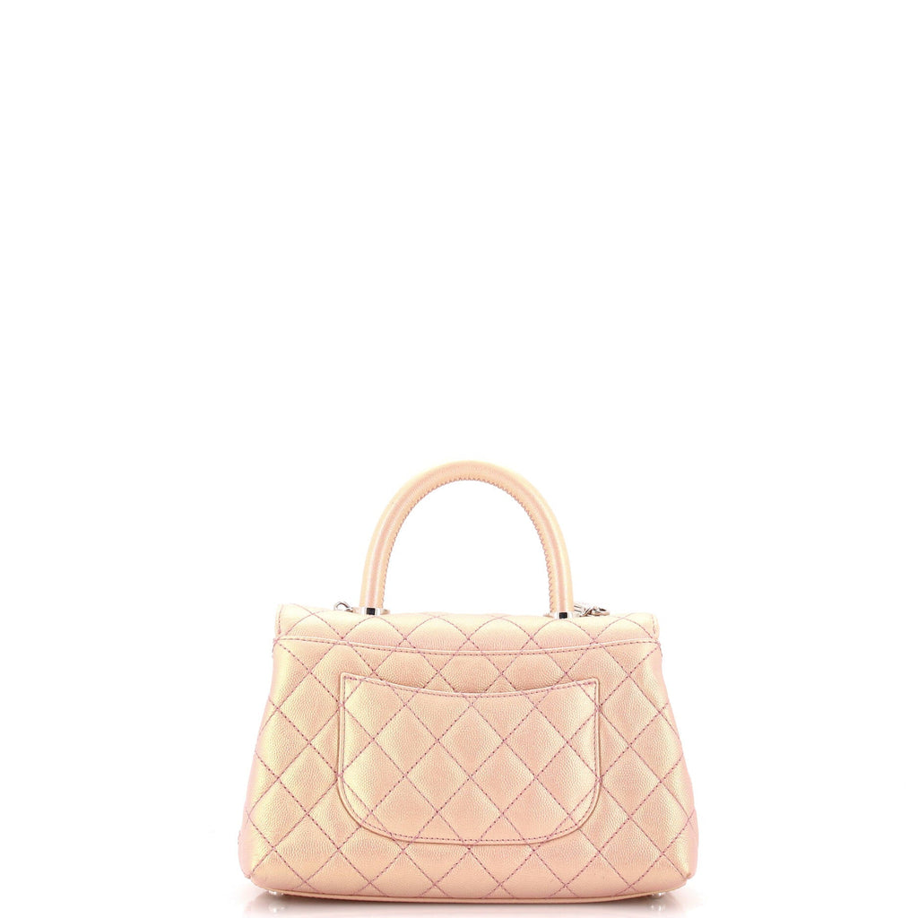Chanel Coco Top Handle Bag Quilted Iridescent Caviar with Gradient Hardware Mini