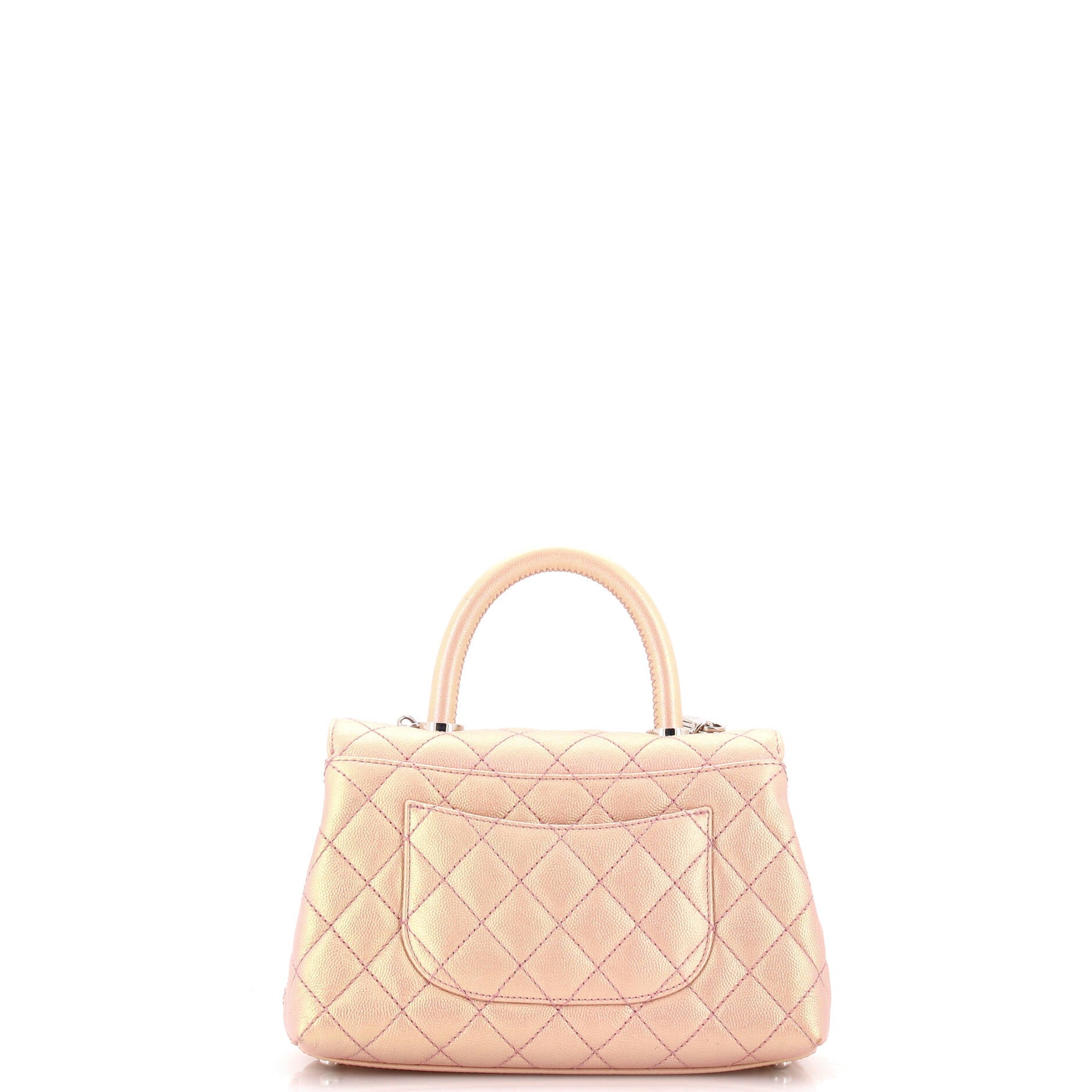 Chanel Coco Top Handle Bag Quilted Iridescent Caviar with Gradient Hardware Mini