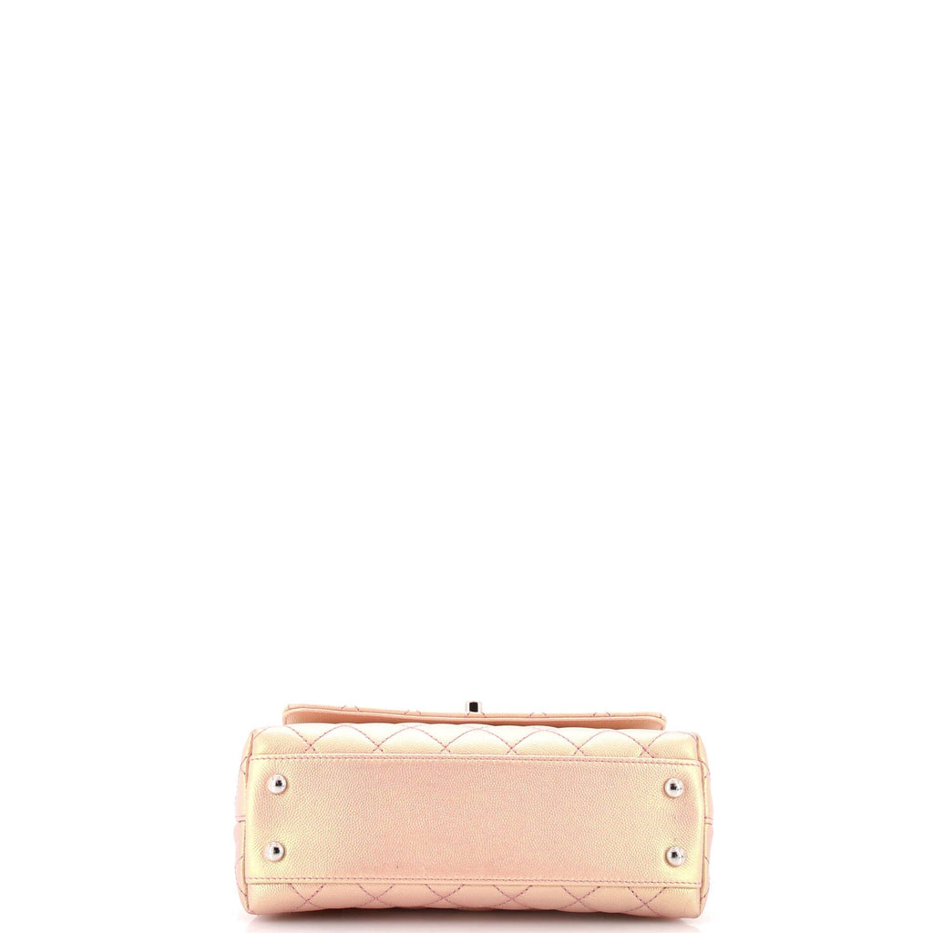 Chanel Coco Top Handle Bag Quilted Iridescent Caviar with Gradient Hardware Mini