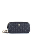 Chanel Double Zip Clutch with Pearl Chain Quilted Lambskin