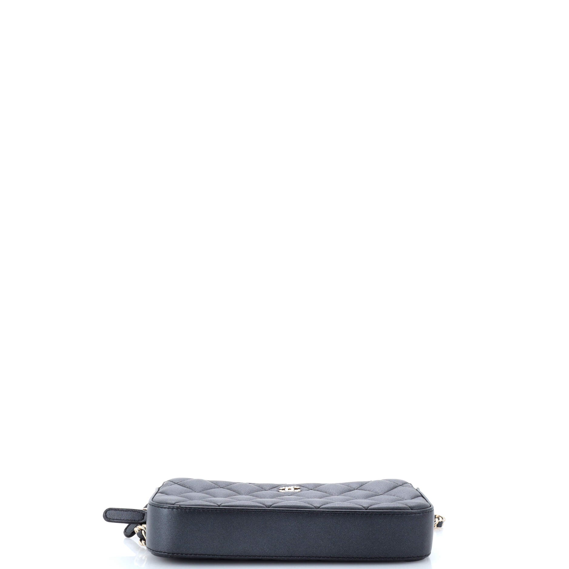 Chanel Double Zip Clutch with Pearl Chain Quilted Lambskin