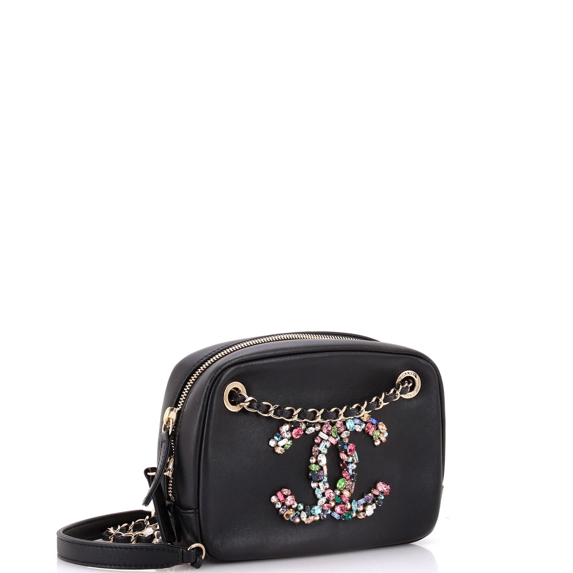 Chanel Giant Crystal CC Camera Bag Embellished Lambskin Small