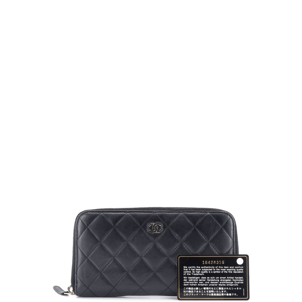 Chanel Zip Around Wallet Quilted Lambskin Long