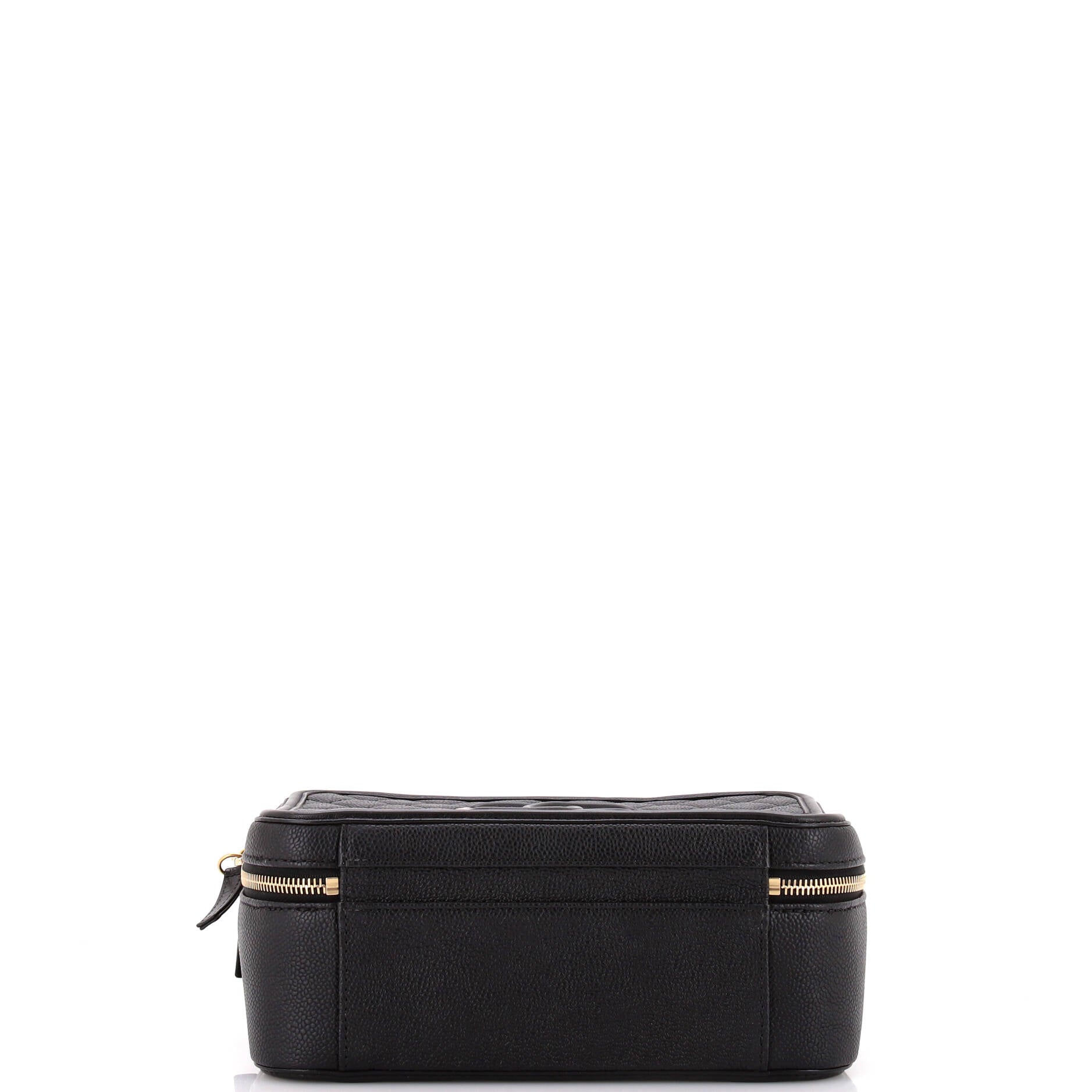 Chanel Filigree Vanity Case Quilted Caviar Large