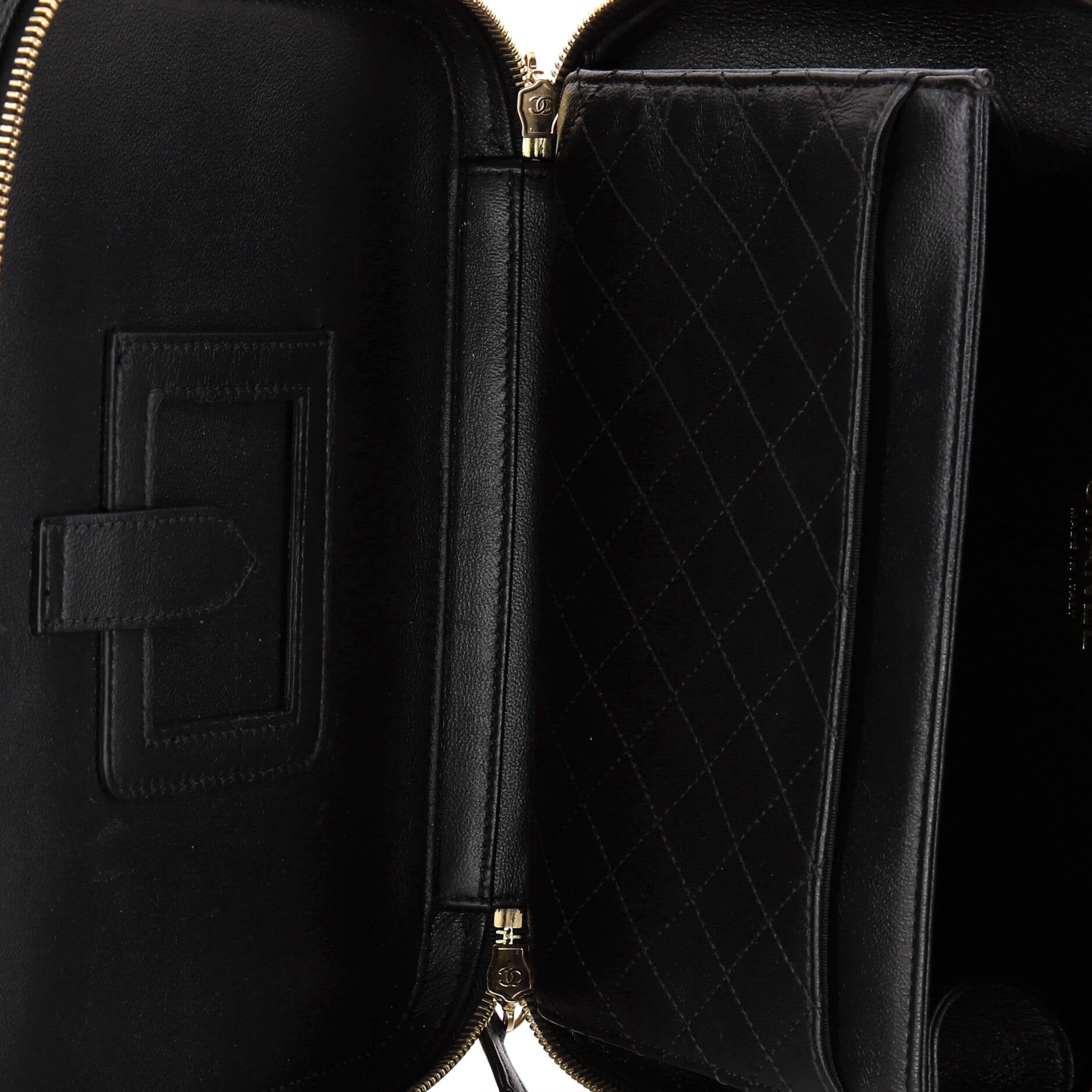 Chanel Filigree Vanity Case Quilted Caviar Large