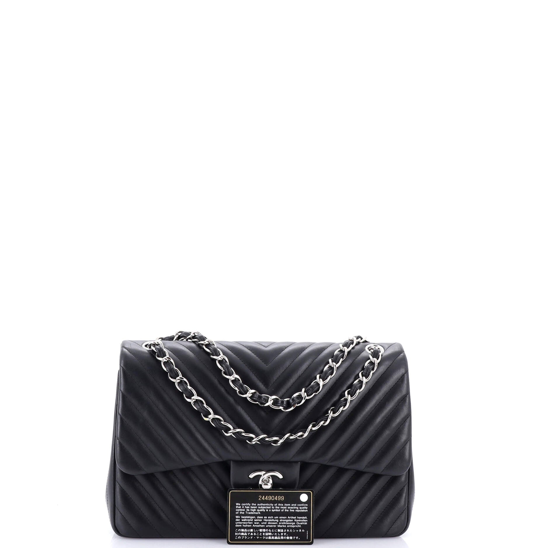 Chanel Classic Double Flap Bag Chevron Lambskin Jumbo