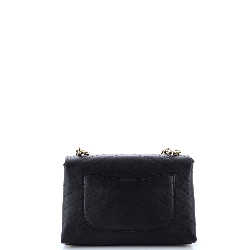 Chanel Coco Chevron Flap Bag Stitched Calfskin Small