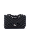 Chanel Classic Double Flap Bag Chevron Caviar Jumbo