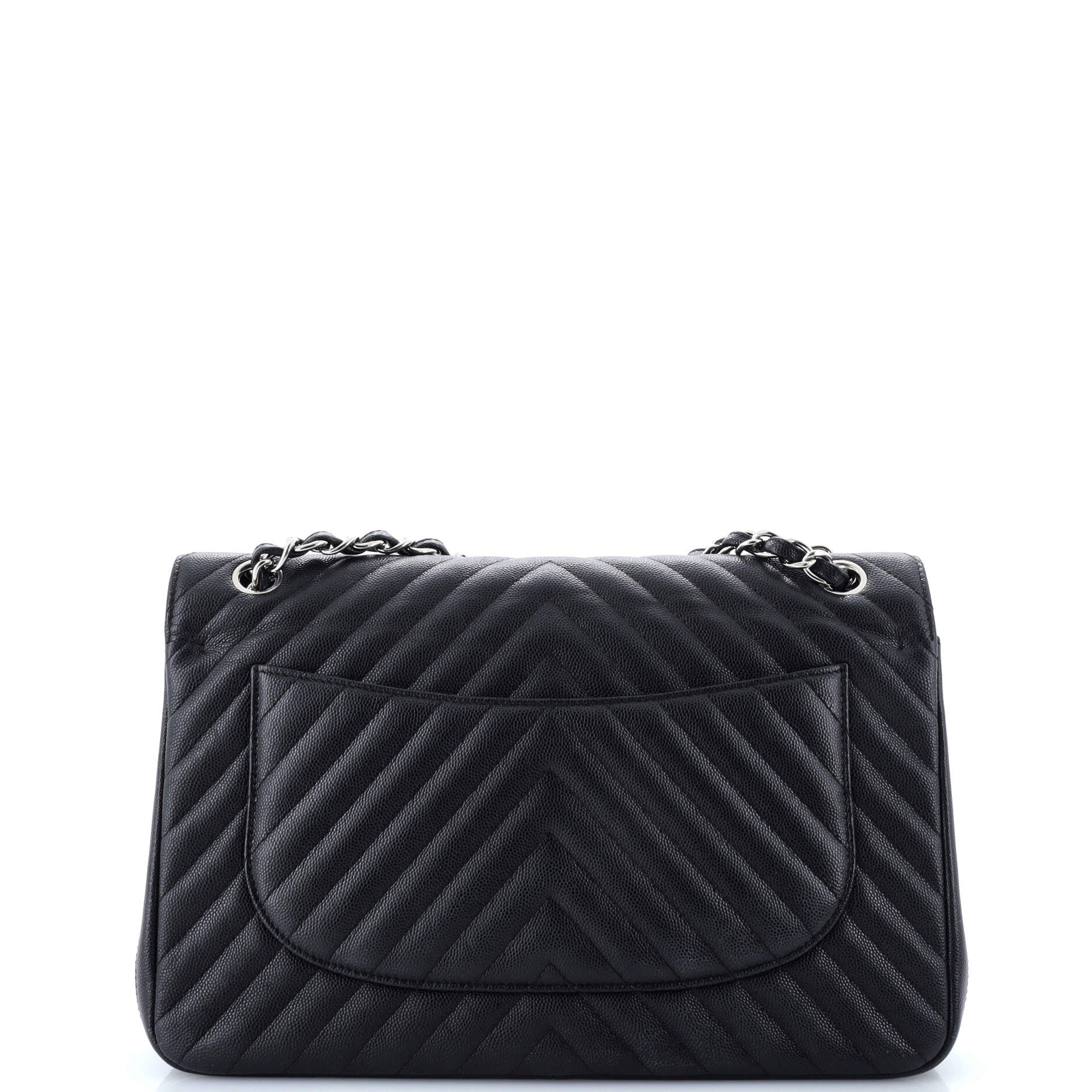 Chanel Classic Double Flap Bag Chevron Caviar Jumbo