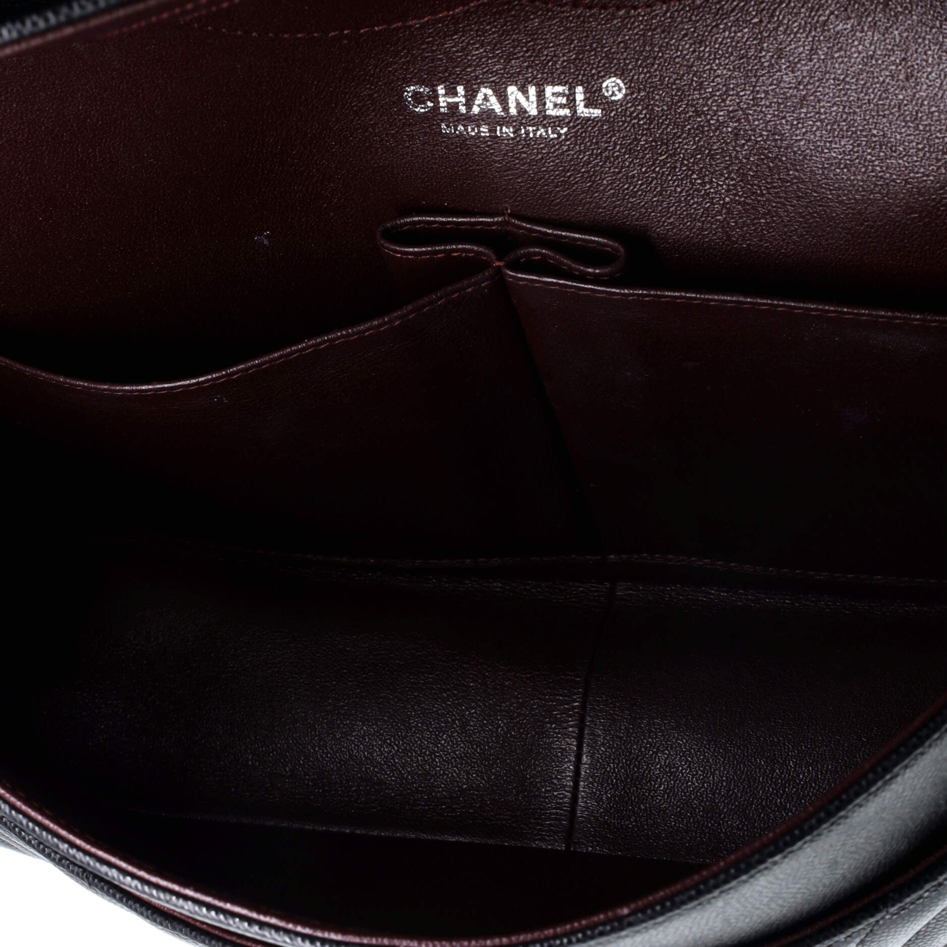Chanel Classic Double Flap Bag Chevron Caviar Jumbo