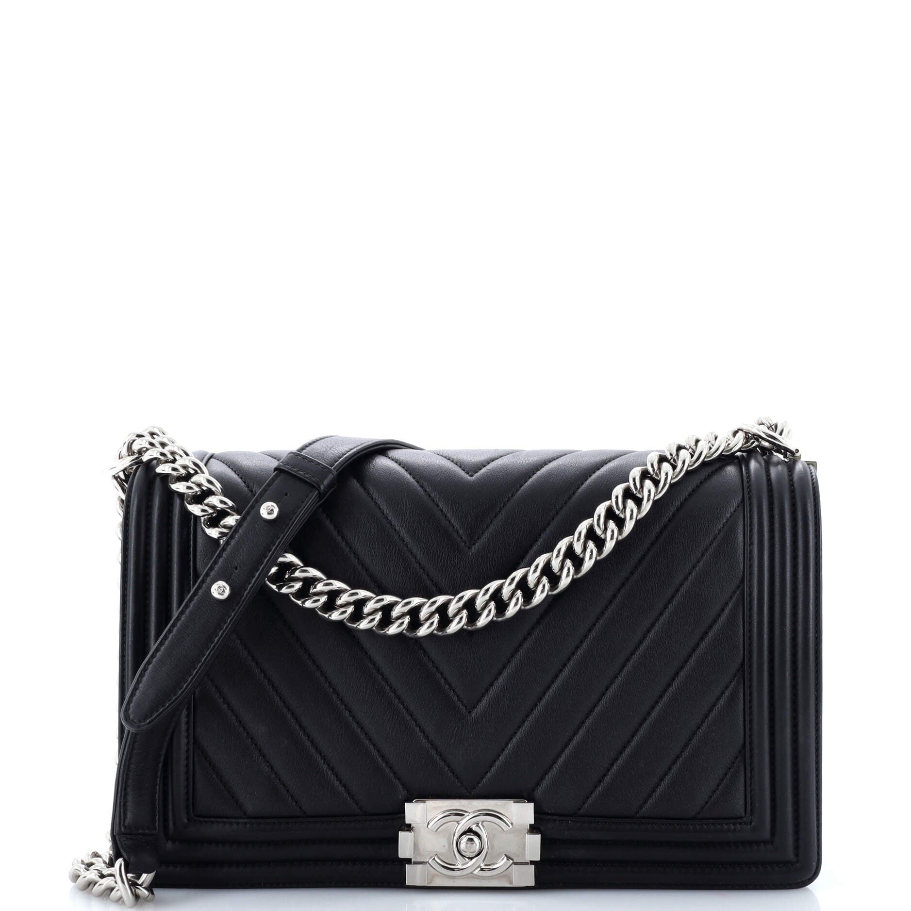 Chanel Boy Flap Bag Chevron Calfskin New Medium