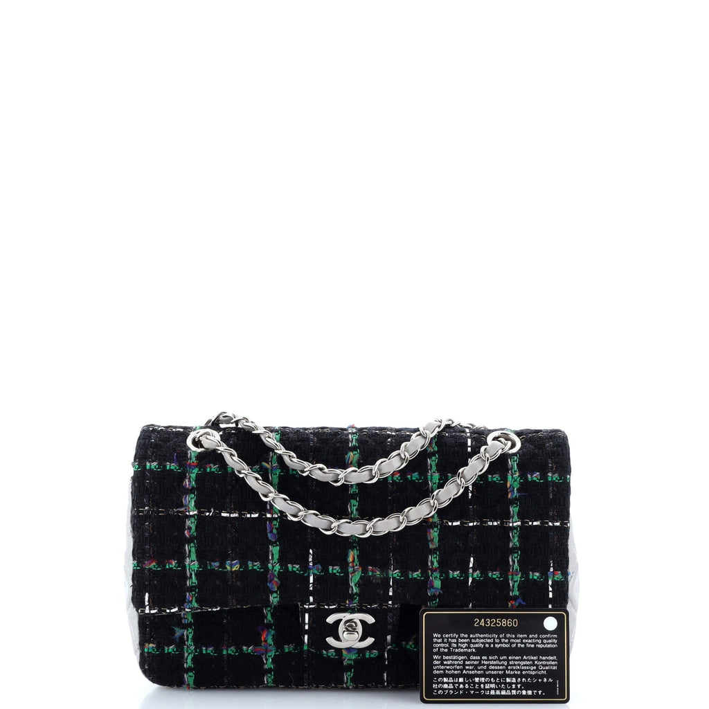 Chanel Classic Double Flap Bag Tweed and Quilted Lambskin Medium