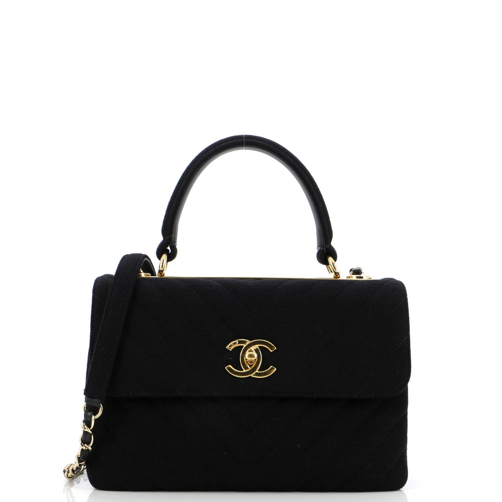 Chanel Trendy CC Top Handle Bag Chevron Jersey Small