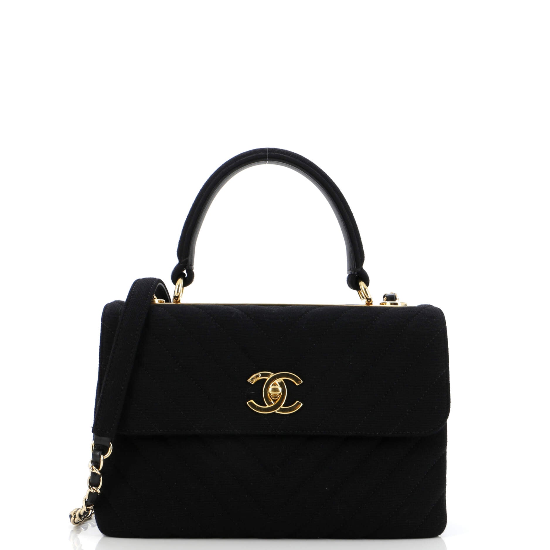 Chanel Trendy CC Top Handle Bag Chevron Jersey Small