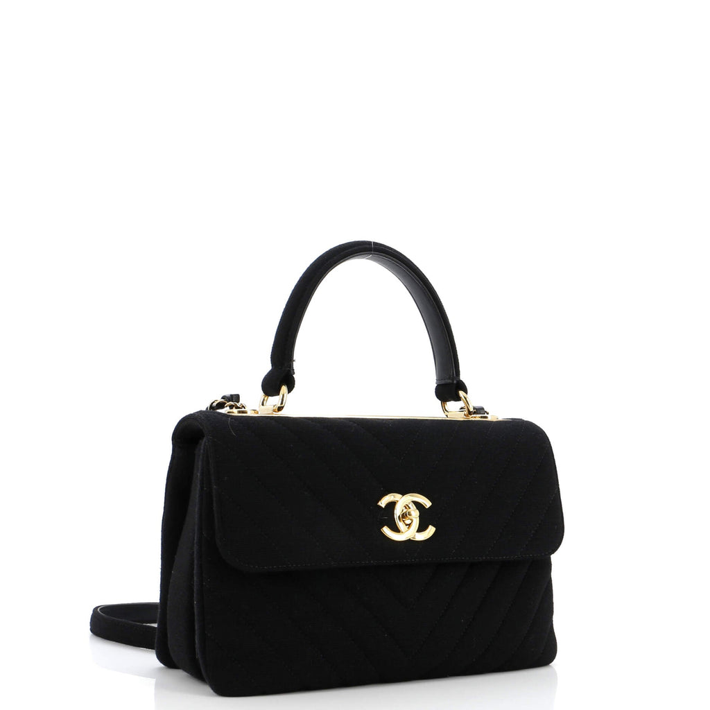 Chanel Trendy CC Top Handle Bag Chevron Jersey Small