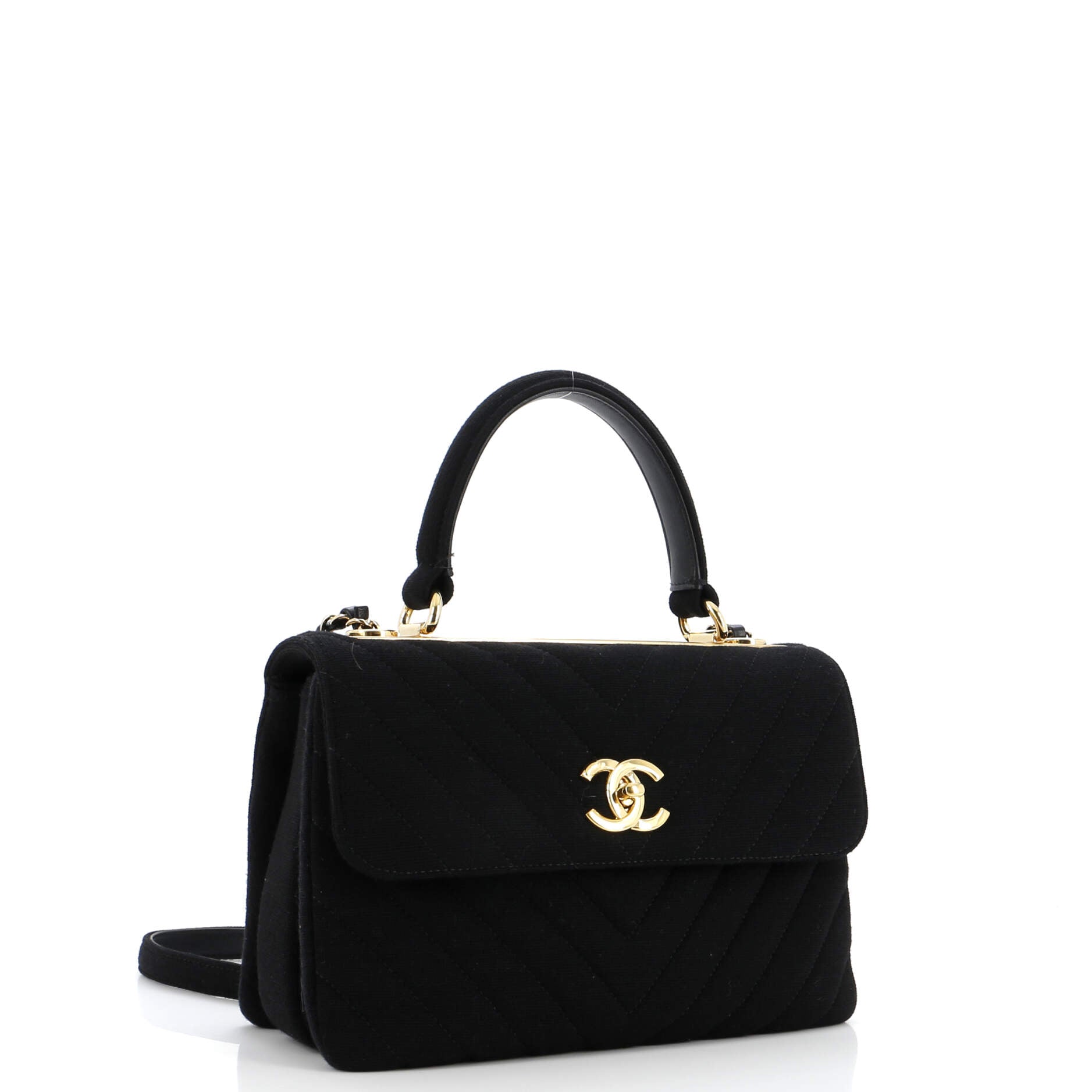 Chanel Trendy CC Top Handle Bag Chevron Jersey Small