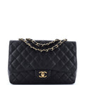 Chanel Classic Single Flap Bag Quilted Caviar Jumbo