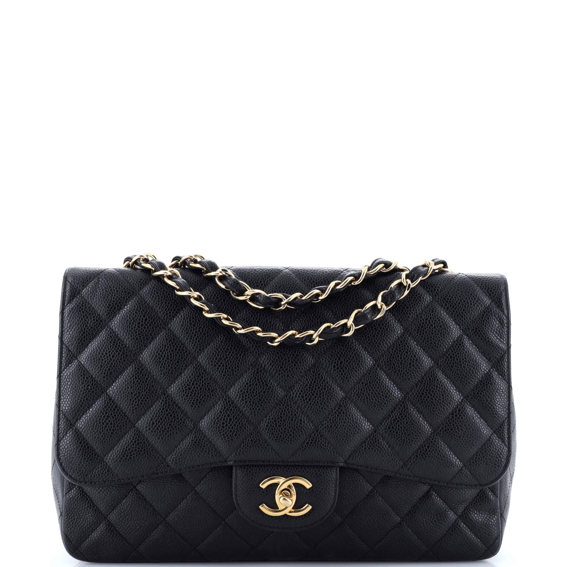 Chanel Classic Single Flap Bag Quilted Caviar Jumbo