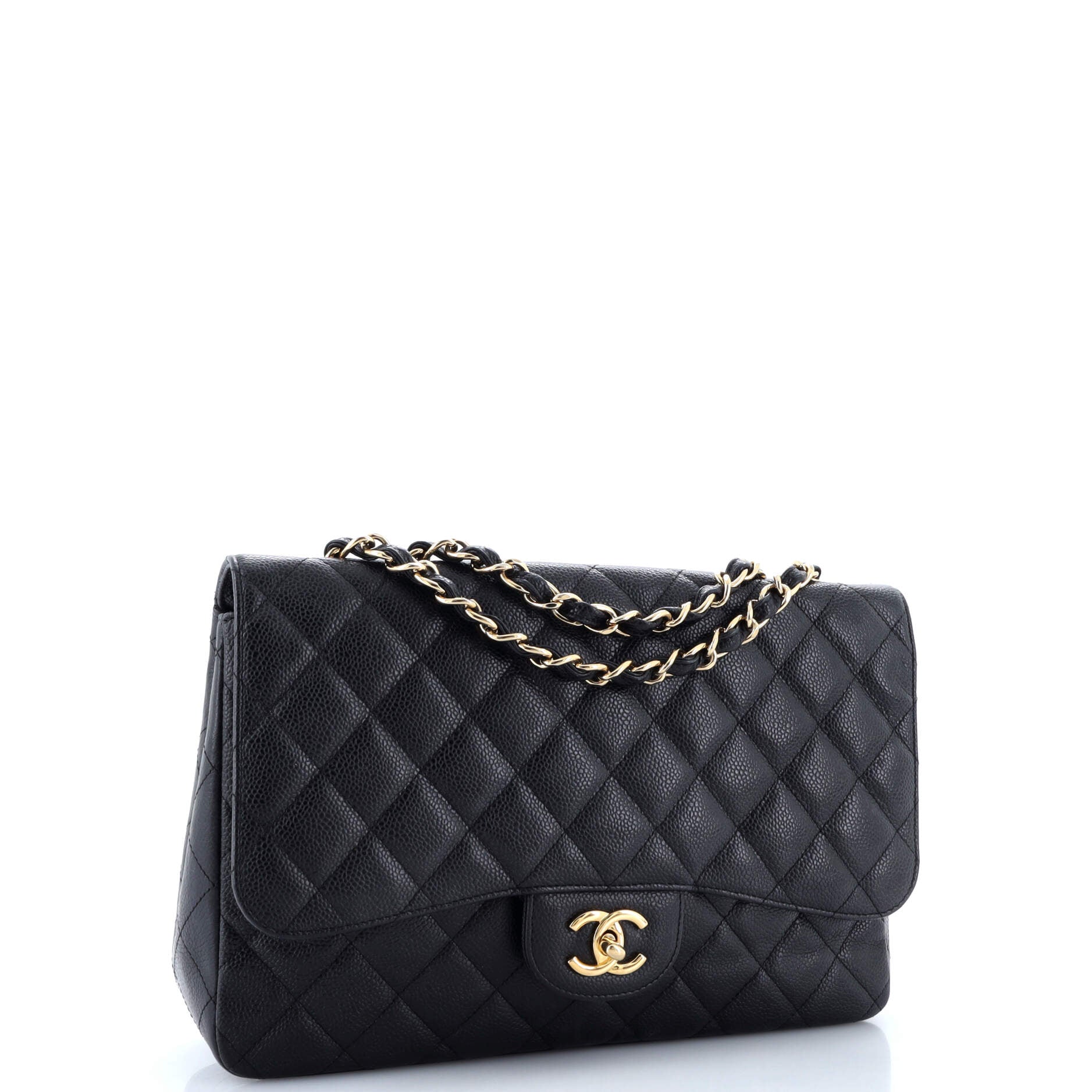 Chanel Classic Single Flap Bag Quilted Caviar Jumbo