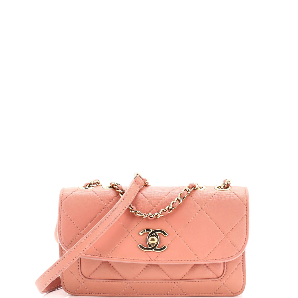 Chanel CC Front Pocket Flap Bag Stitched Calfskin Small
