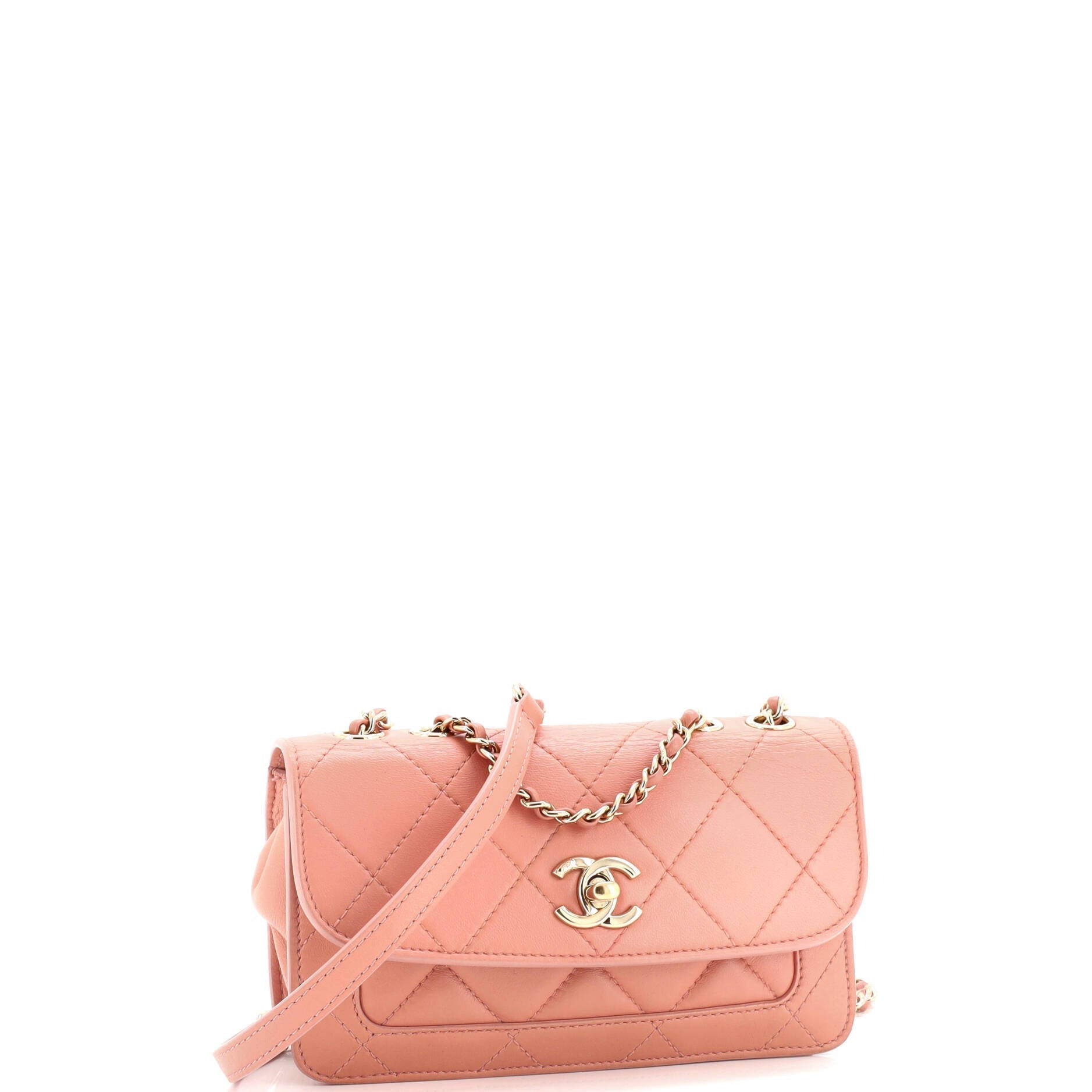 Chanel CC Front Pocket Flap Bag Stitched Calfskin Small