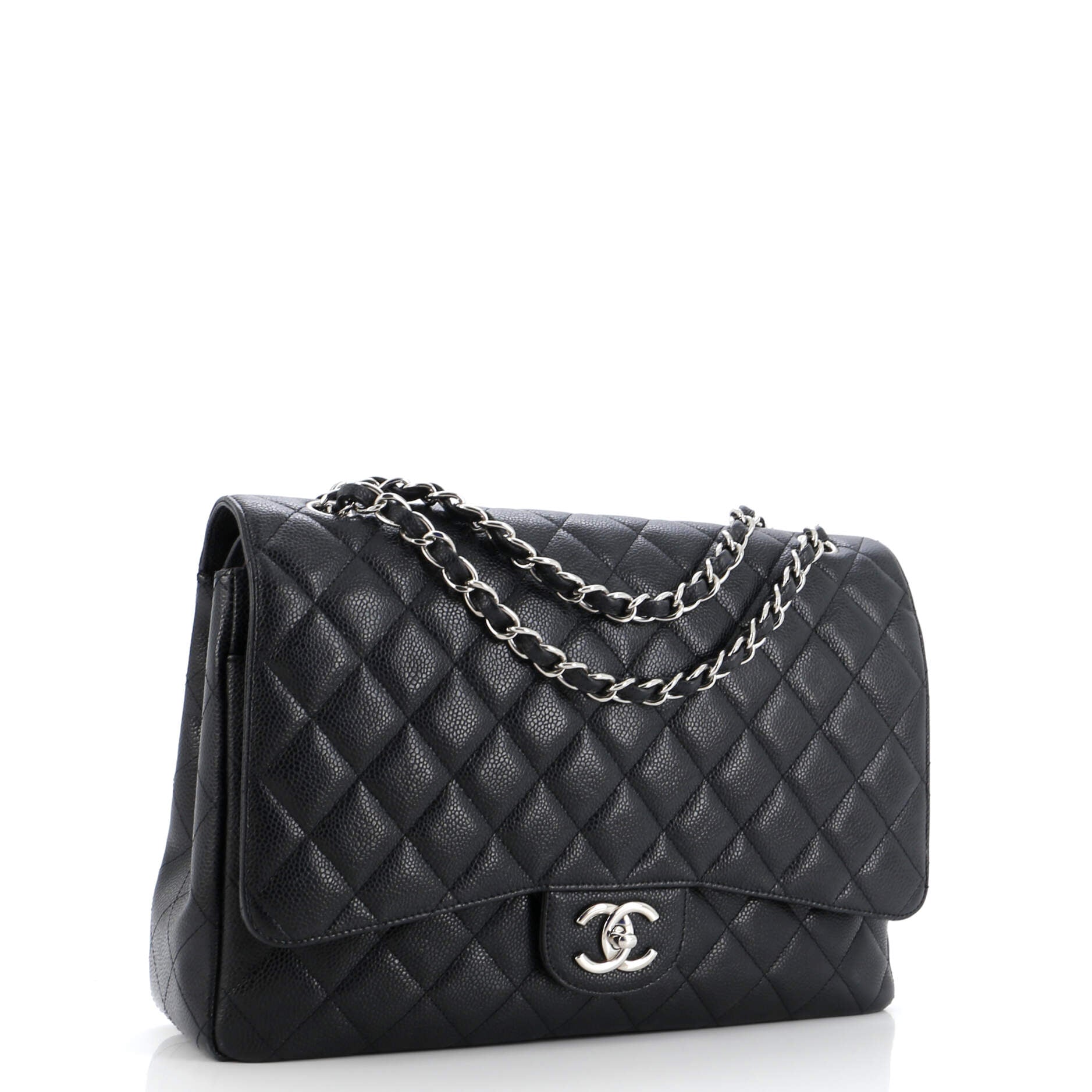 Chanel Classic Double Flap Bag Quilted Caviar Maxi