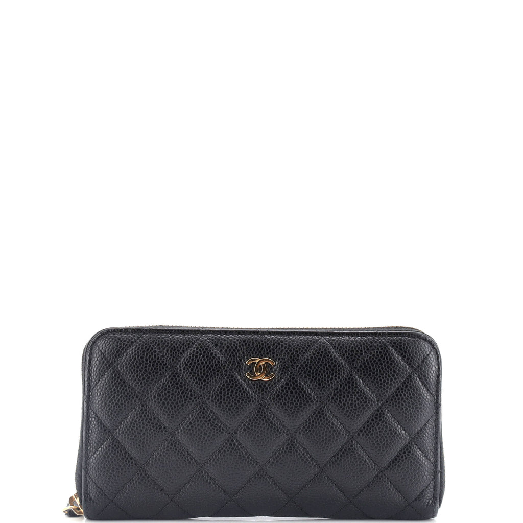 Chanel Zip Around Wallet Quilted Caviar Long