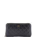 Chanel Zip Around Wallet Quilted Caviar Long