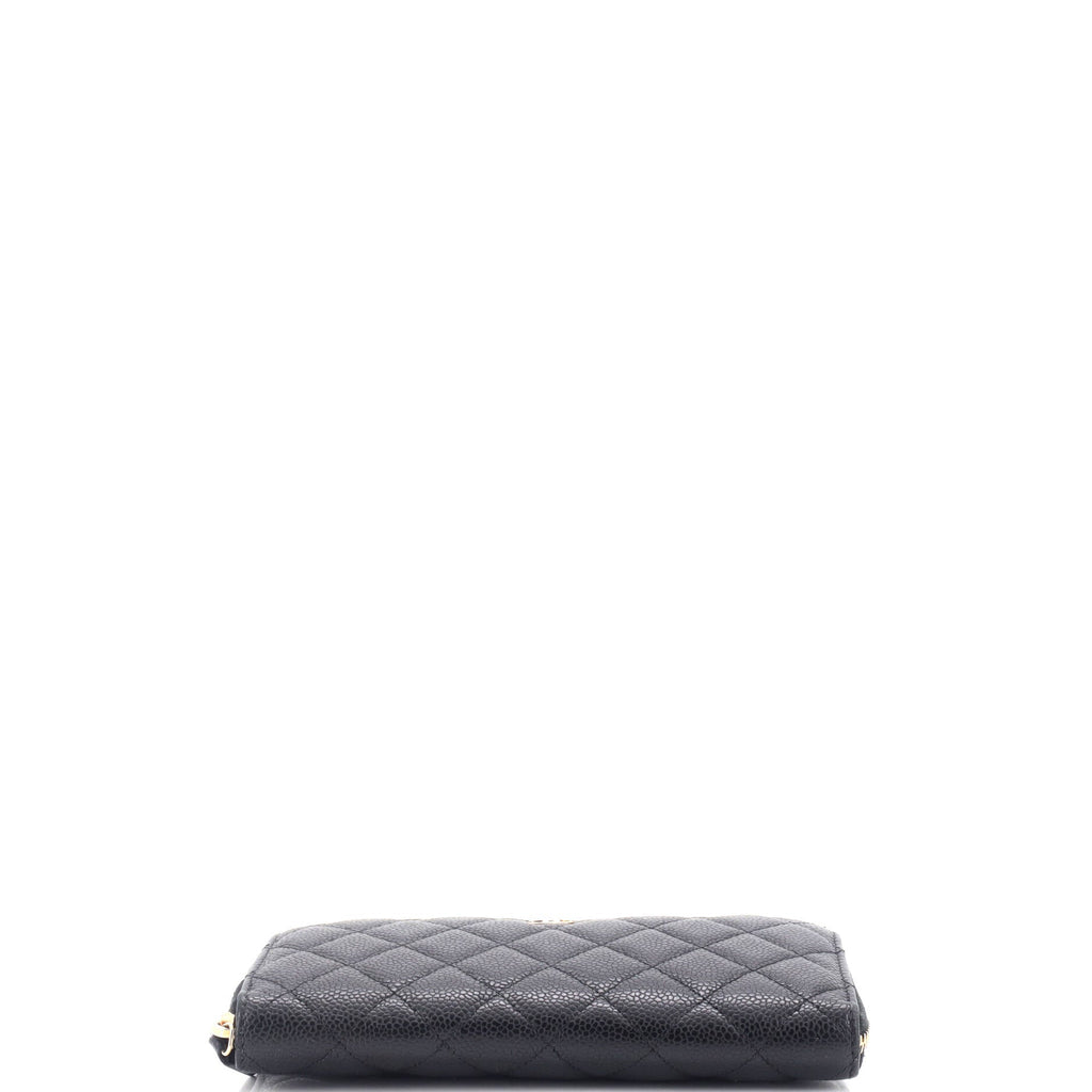 Chanel Zip Around Wallet Quilted Caviar Long