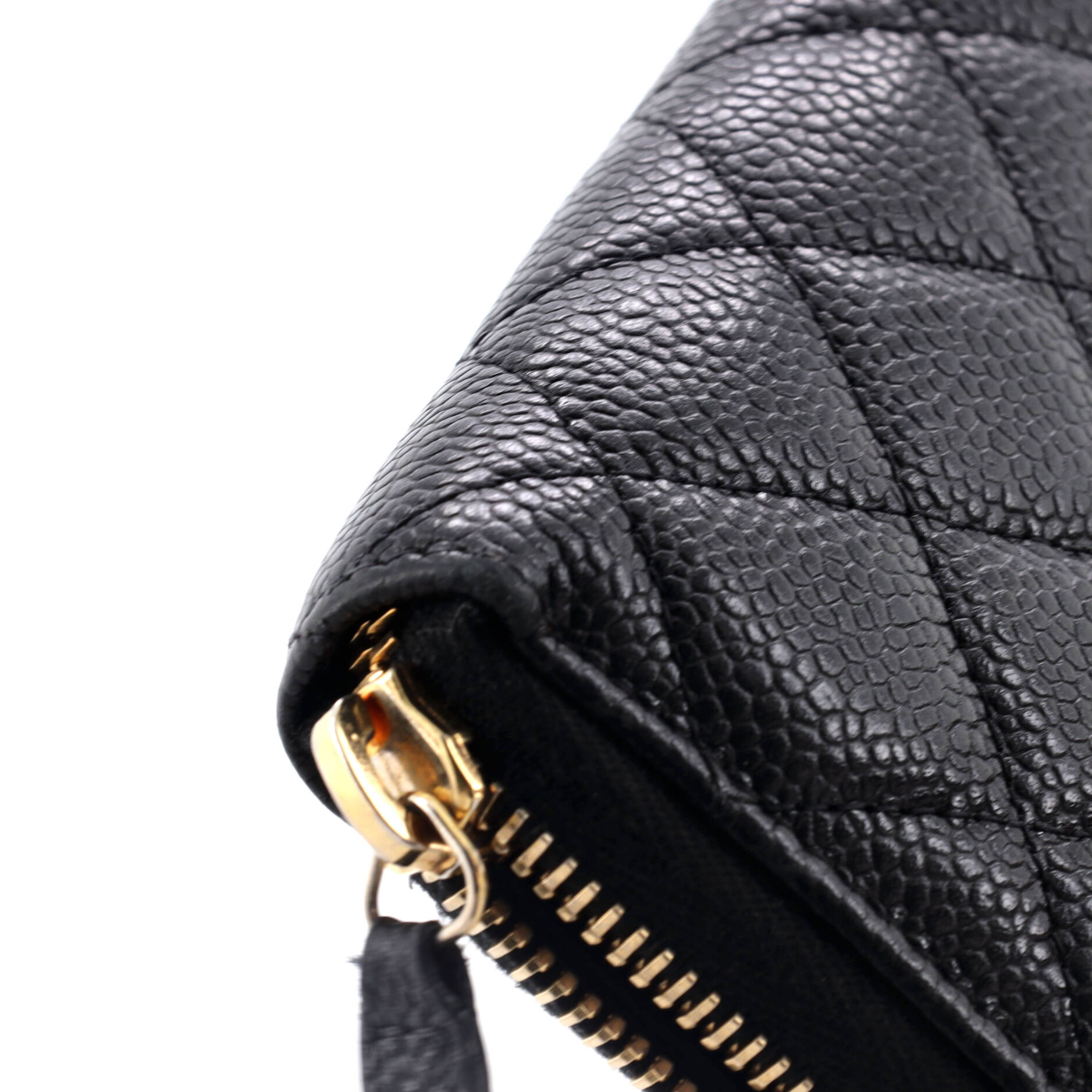 Chanel Zip Around Wallet Quilted Caviar Long