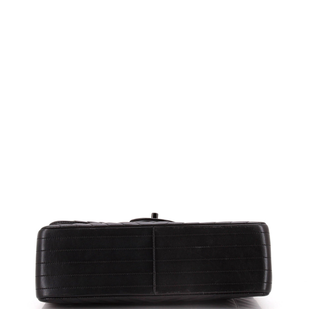 Chanel So Black Classic Double Flap Bag Chevron Lambskin Jumbo