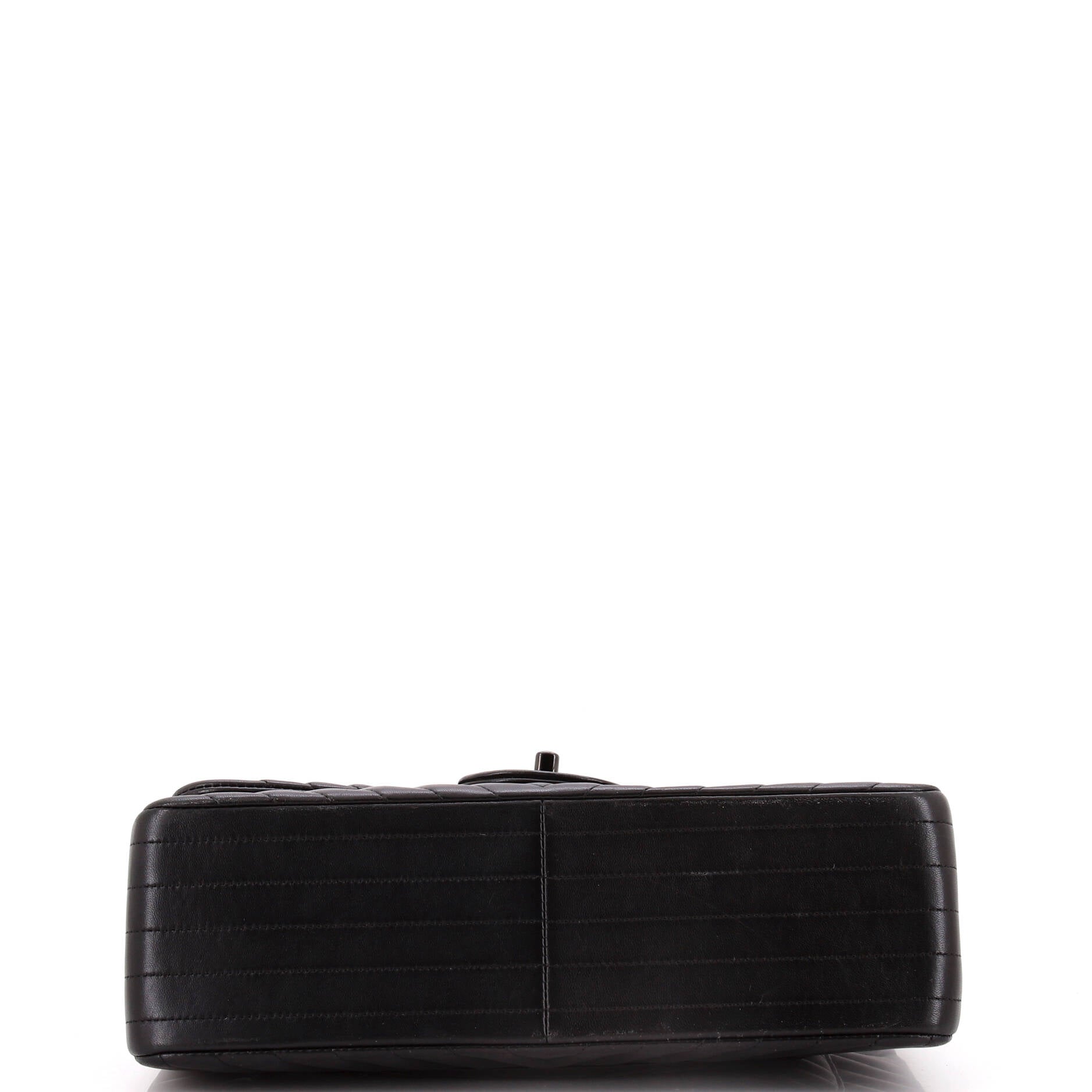 Chanel So Black Classic Double Flap Bag Chevron Lambskin Jumbo