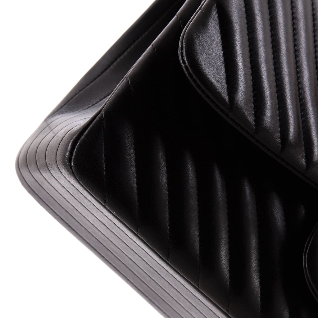 Chanel So Black Classic Double Flap Bag Chevron Lambskin Jumbo