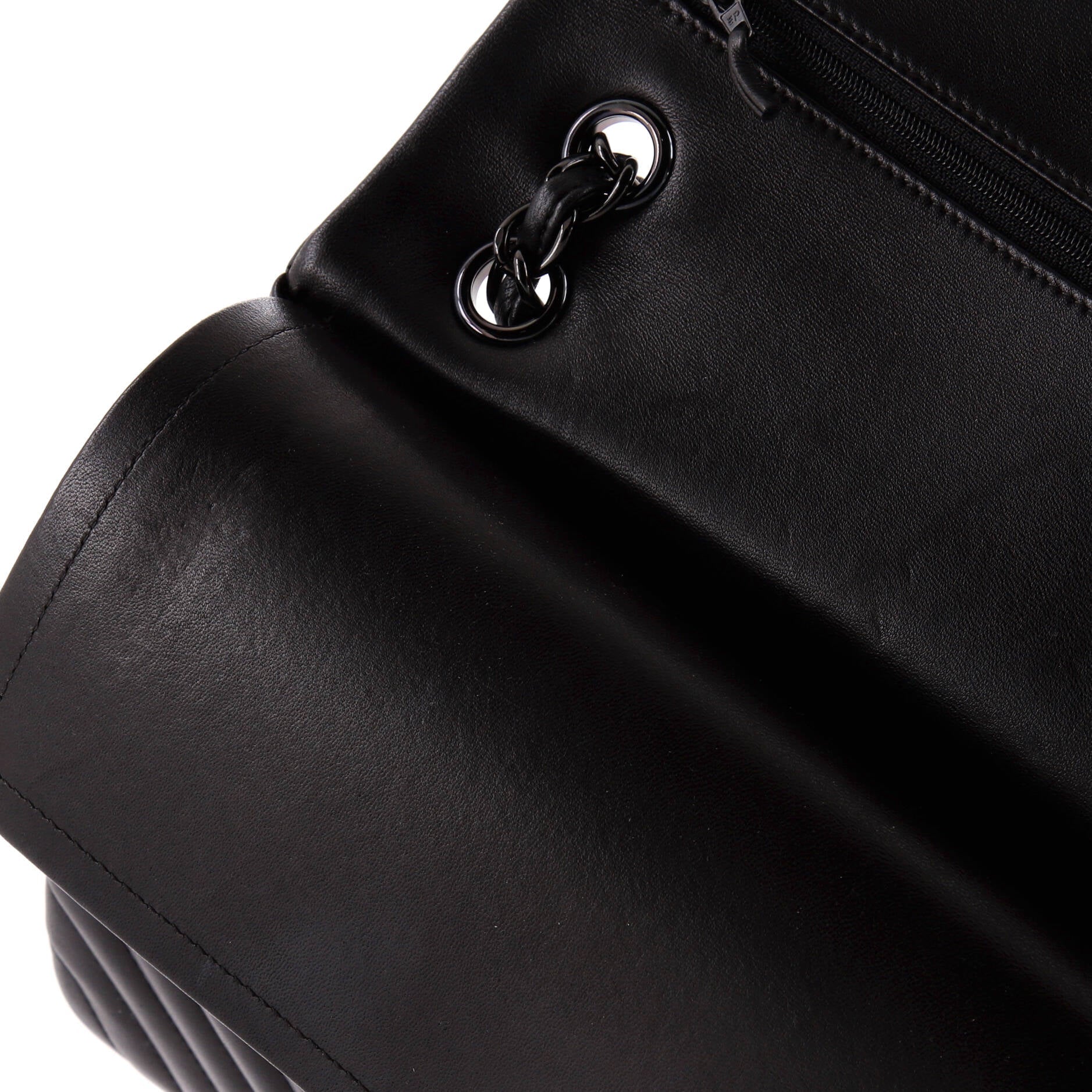 Chanel So Black Classic Double Flap Bag Chevron Lambskin Jumbo