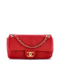 Chanel Medallion Charm Flap Bag Chevron Wrinkled Lambskin Medium