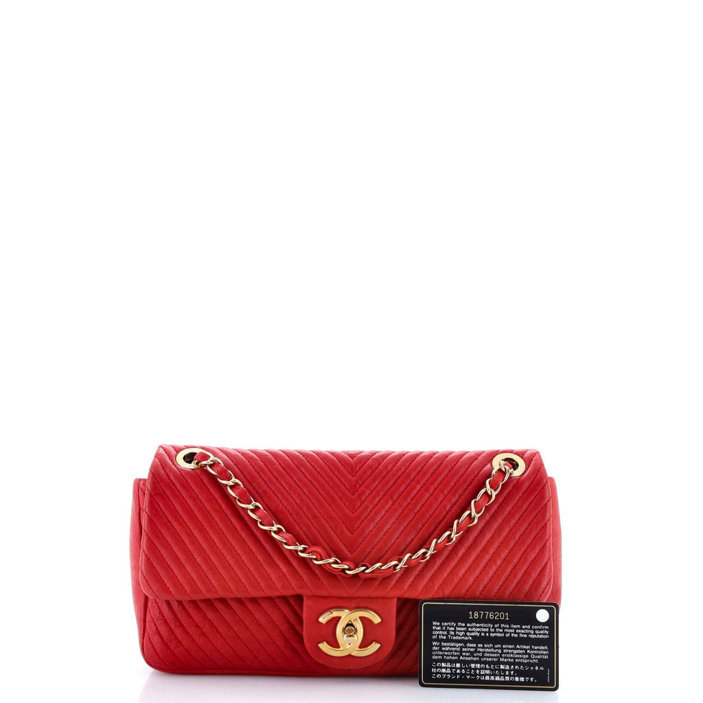 Chanel Medallion Charm Flap Bag Chevron Wrinkled Lambskin Medium